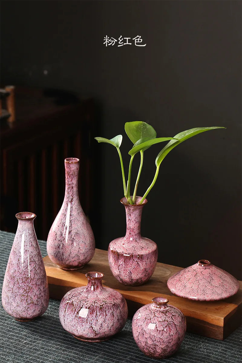 Glazed Ceramic Stem Vase - Purple