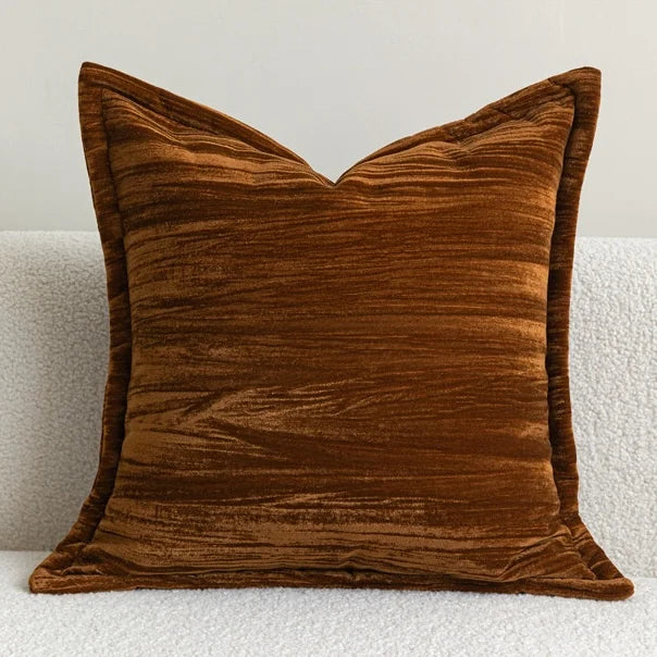 Sunset Brown Orange Velvet Cushion Cover