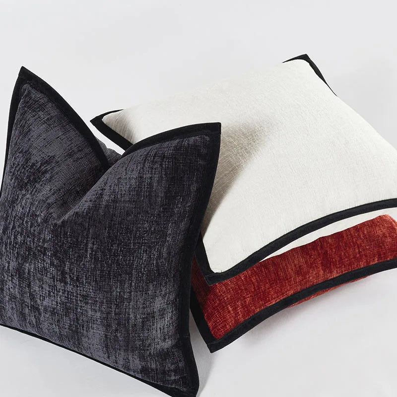 White Cushion Cover with Black Border