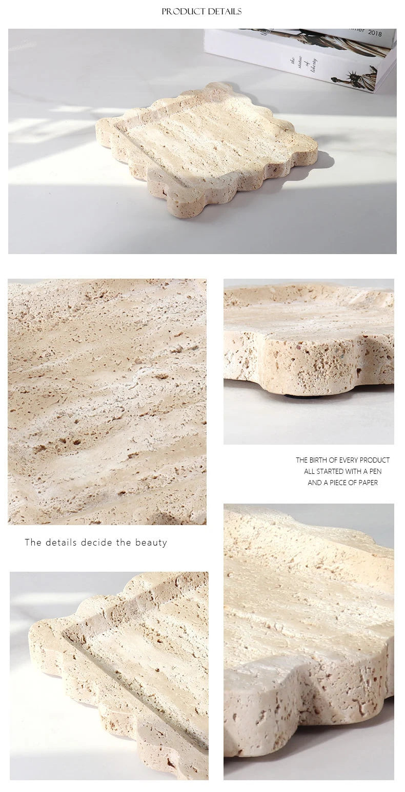 Scalloped Marble Tray - Dark