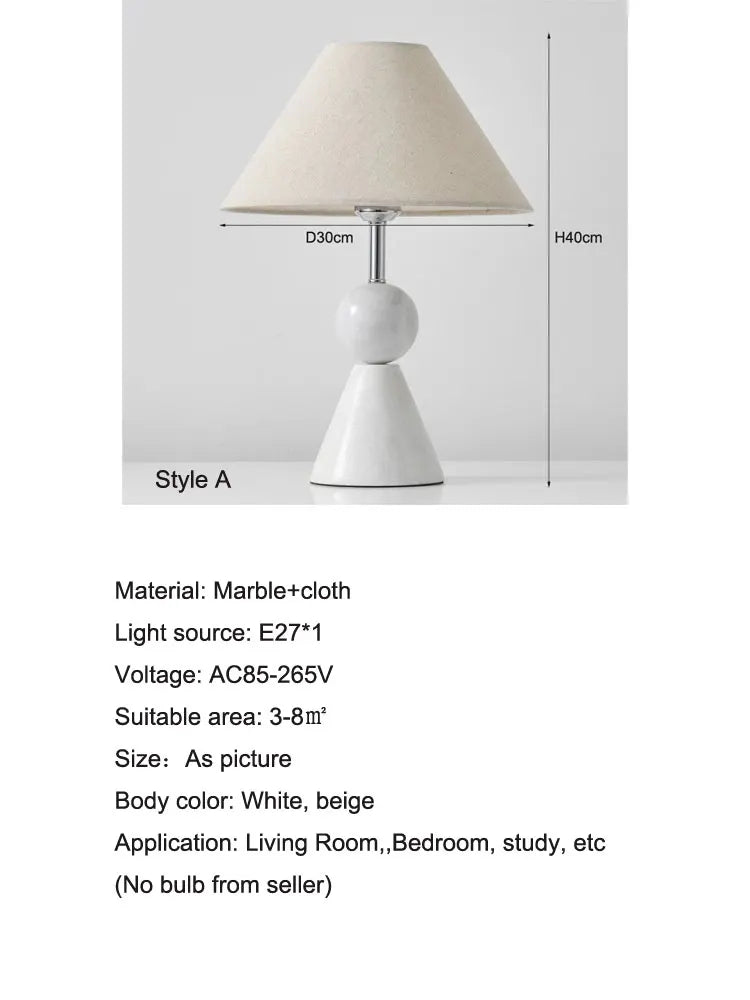 Art Deco Marble Table Lamp