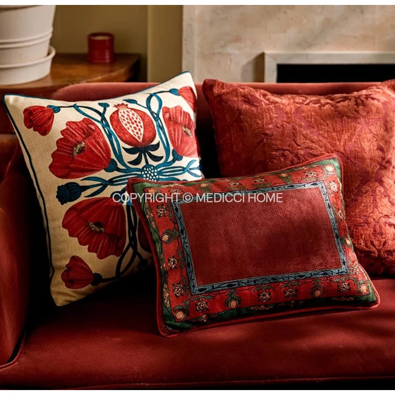 Bonatical Bloom Dusty Rose Velvet Patterned Cushion