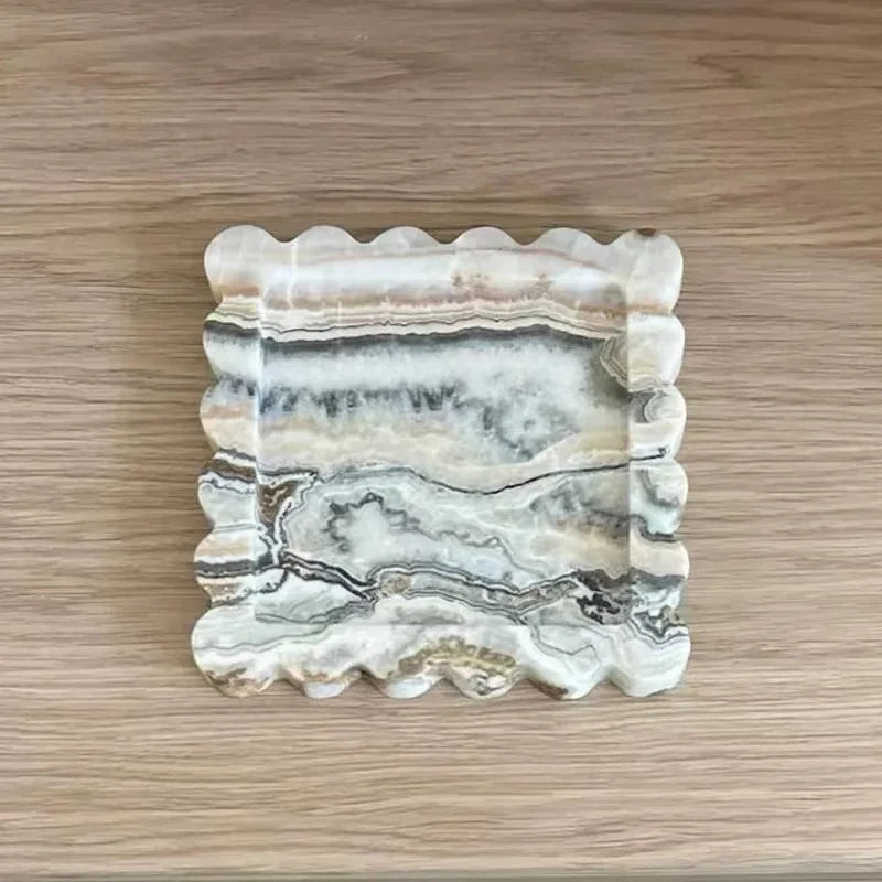 Scalloped Marble Tray - Light