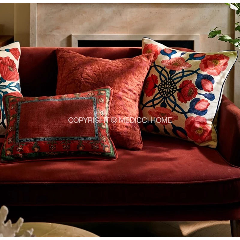 Bonatical Bloom Dusty Rose Velvet Patterned Cushion