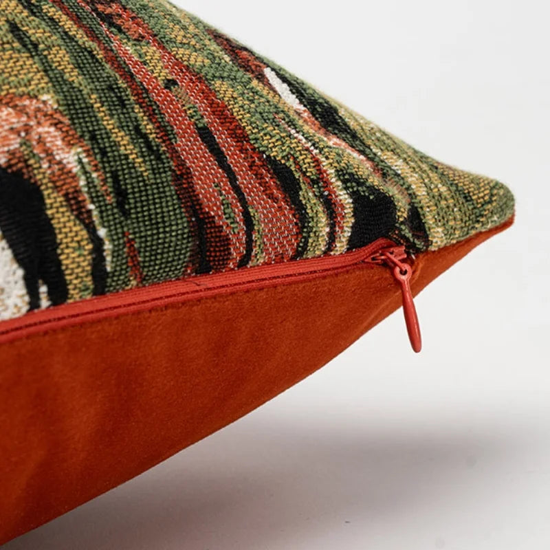 Abstract Burgundy Floral Cushion Cover