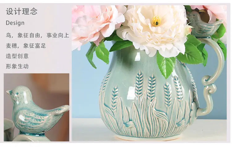 Vintage style Blue Ceramic Jug