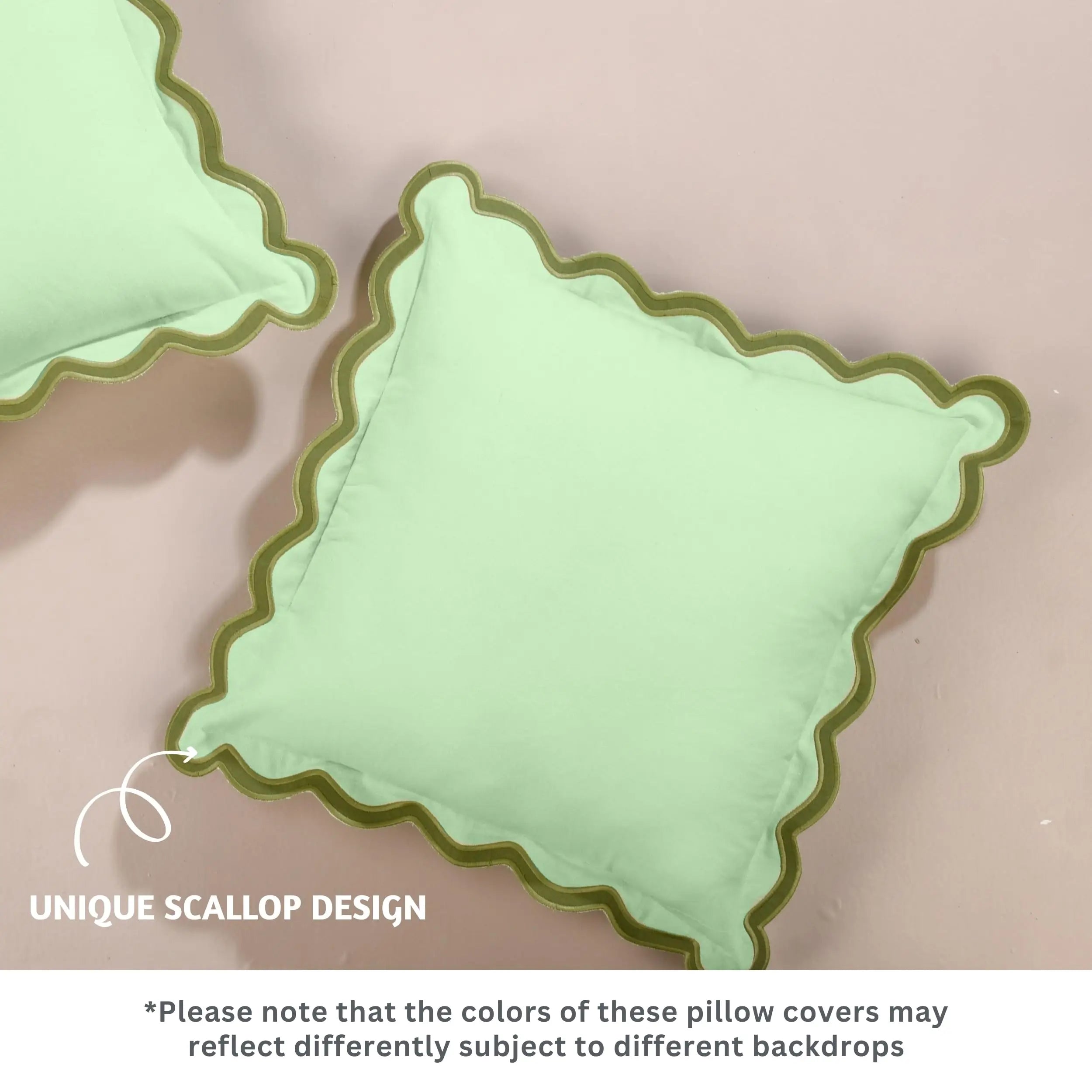 Olive Scalloped Cushion Cover