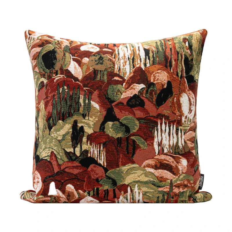 Abstract Burgundy Floral Cushion Cover