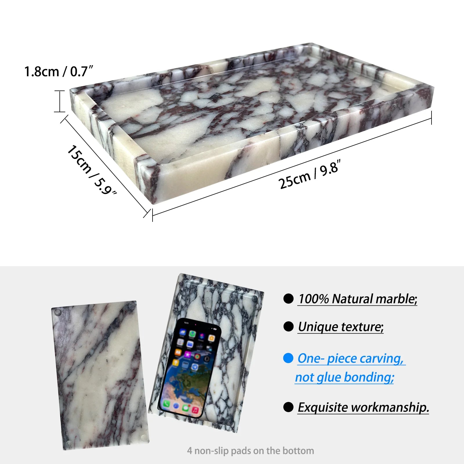 Rectangular Natural Marble Tray