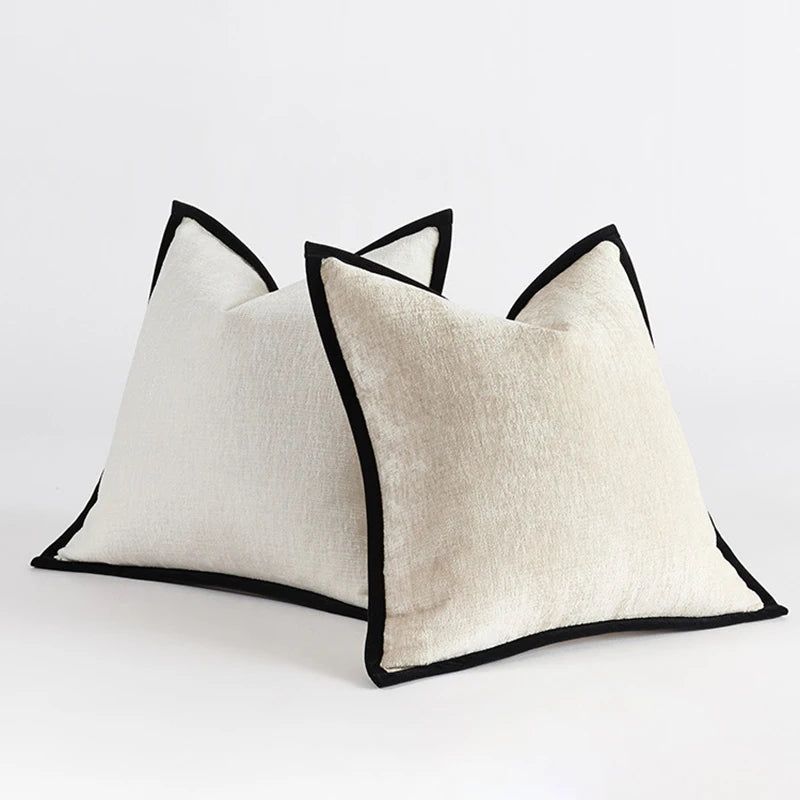 White Cushion Cover with Black Border