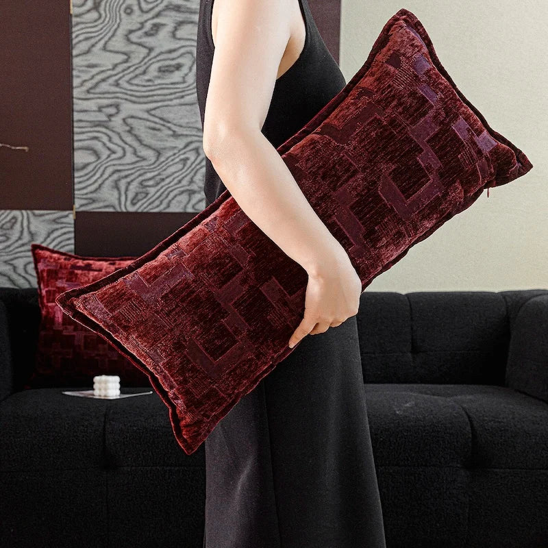 Velvet Purple Square Detail Cushion Cover