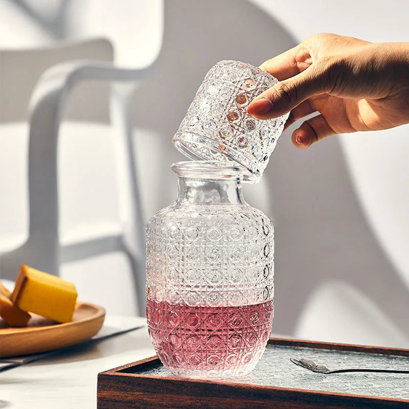 Embossed Art Deco Glass Decanter