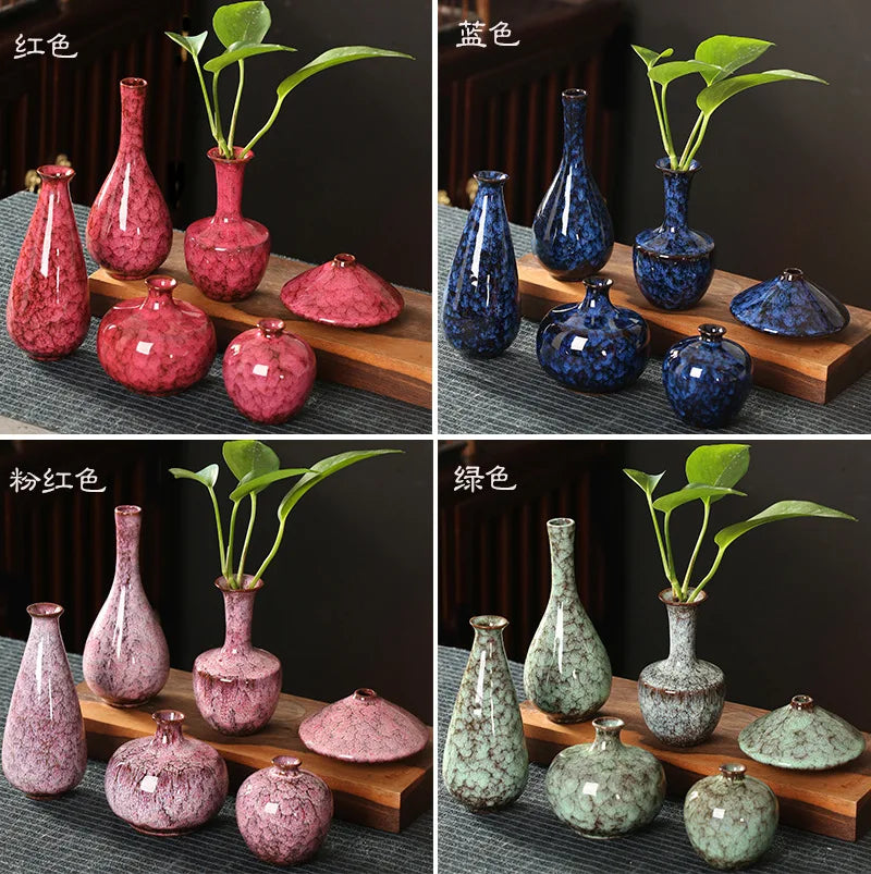 Glazed Ceramic Stem Vase - Purple