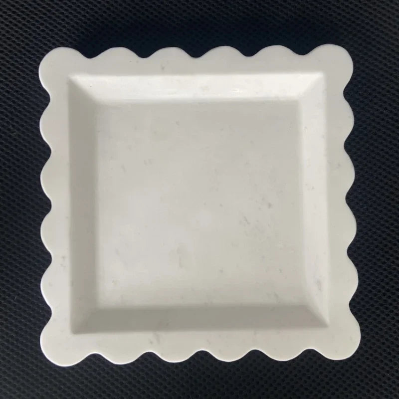 Scalloped Marble Tray - Dark