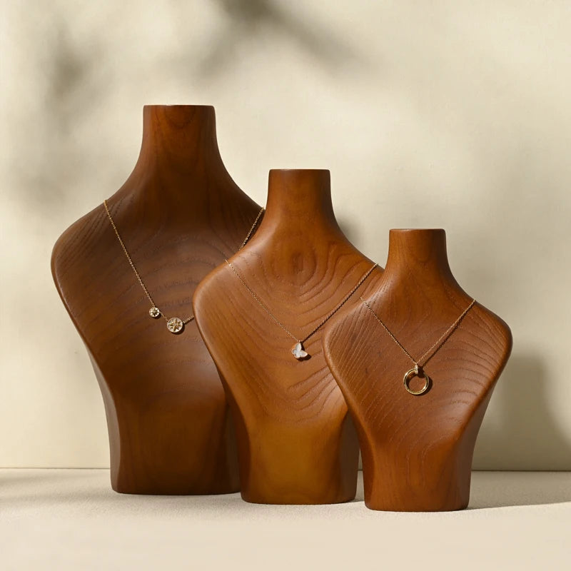 Solid Wood Necklace Bust