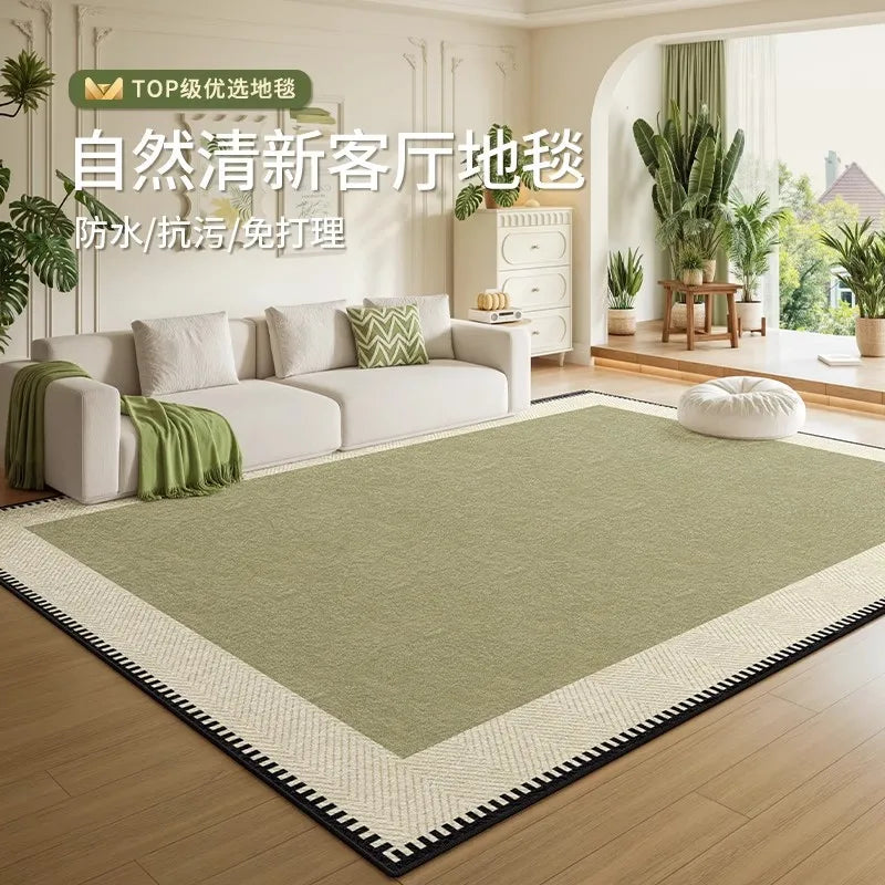 Olive rug with border