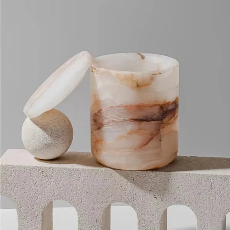 Stone Candle Jar Holder