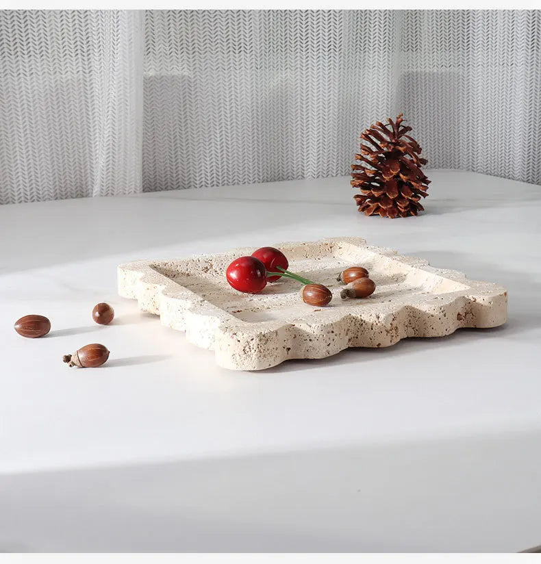 Scalloped Marble Tray - Dark